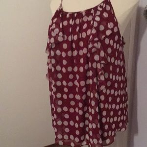 Cute crimson polka dot top sz 26 Lane Bryant